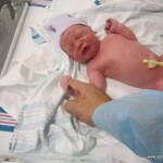 Nolan grasping Aaron's finger just after birth Nolan grasping Aaron's finger just after birth