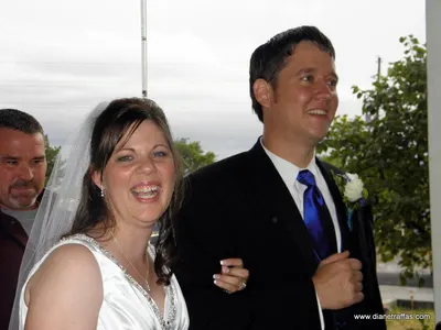 Diane and Aaron entering the reception