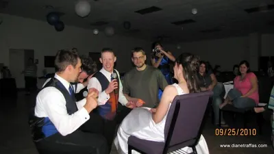 Groomsmen serenade Diane