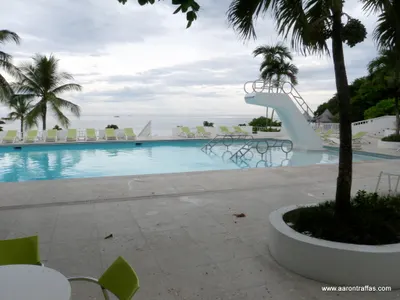 View of the main pool from a restaurant
