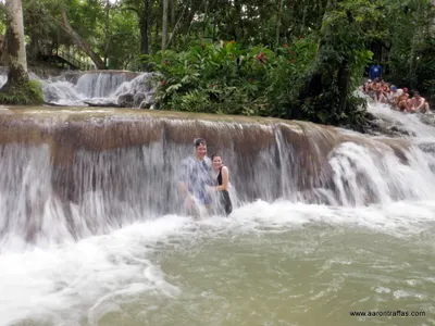 In the waterfall