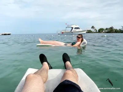 Diane Traffas floating in the Caribbean