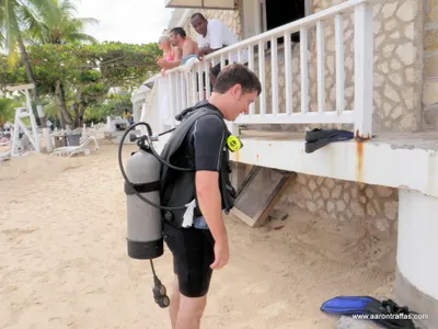 Aaron Traffas with the SCUBA gear