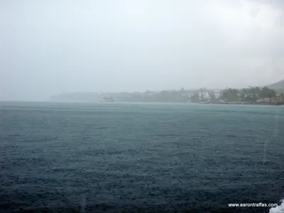 The coastline through the storm