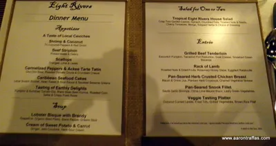 Menu at the Eight Rivers